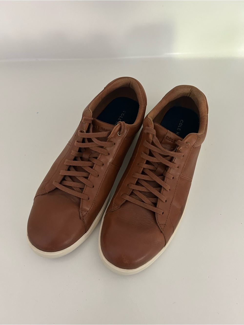 Cole Haan Men’s Reagan Grand Tan Brown Leather Lace-Up Sneakers